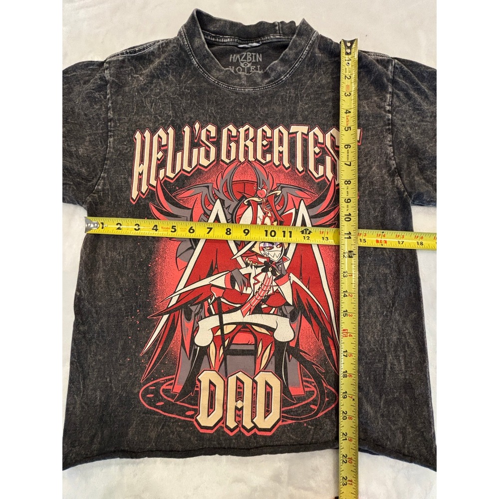 Hazbin Hotel Hells Greatest Dad Lucifer Shirt Acid Wash Grey Medium A24 Amazon